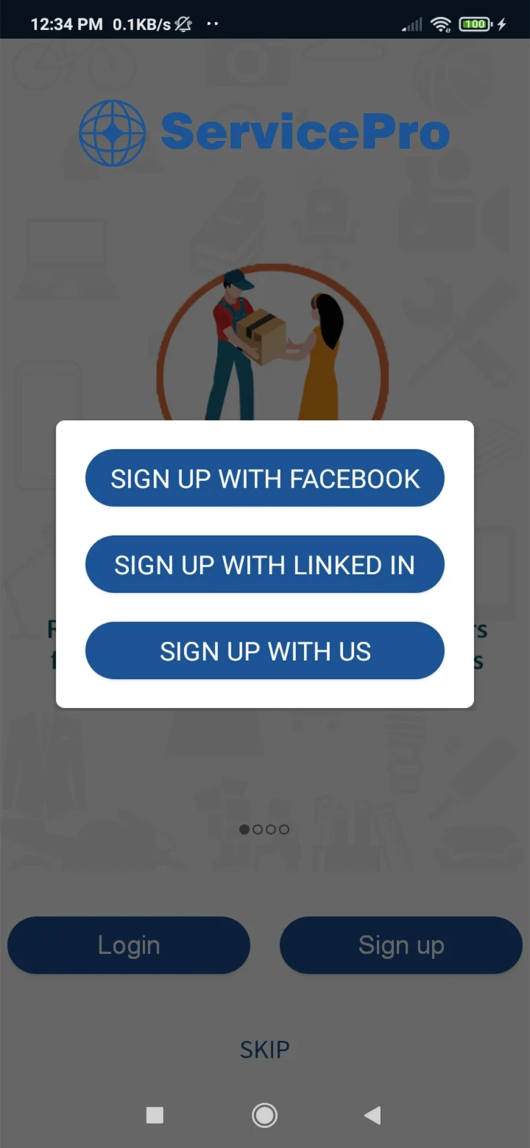 Signup Option