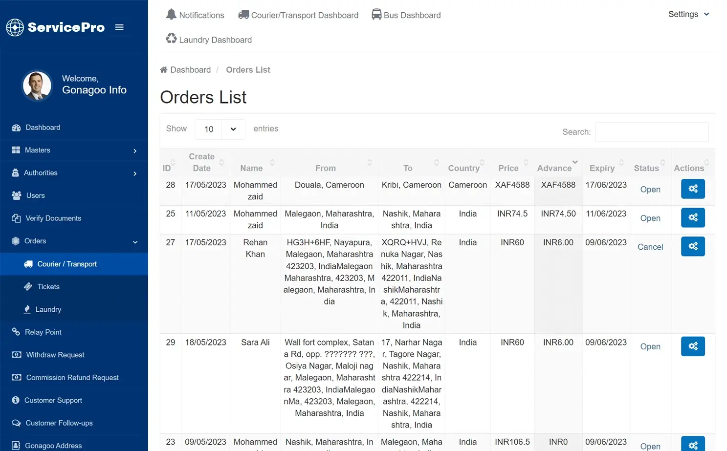 Order List