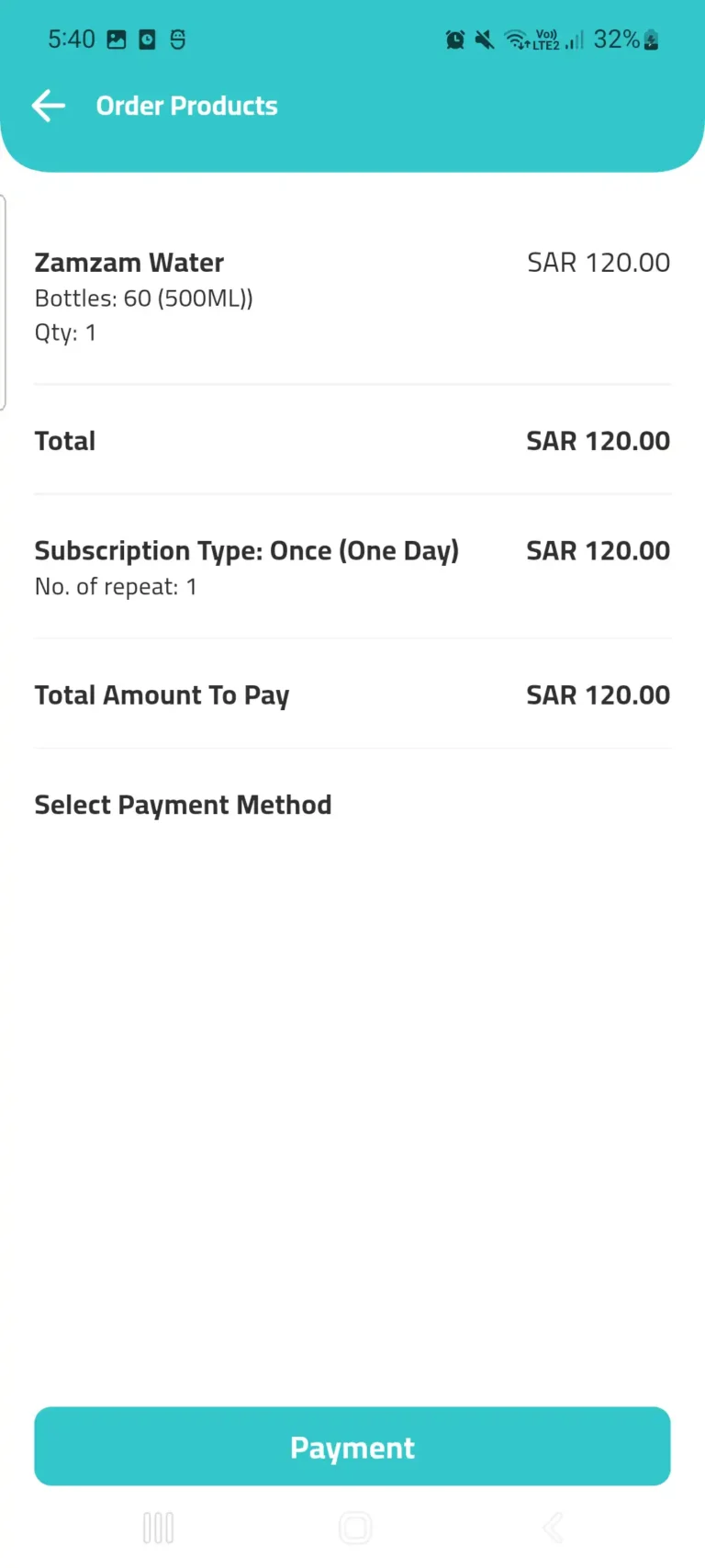 Order summery