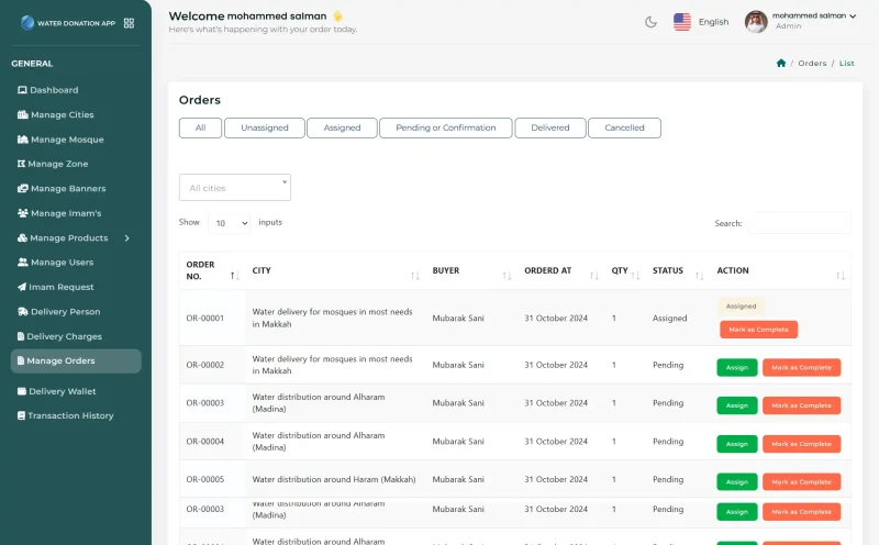 Manage Orders